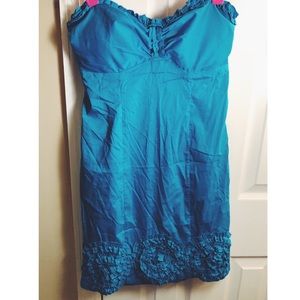 Boutique Strapless Blue Dress with Ruffles 💙